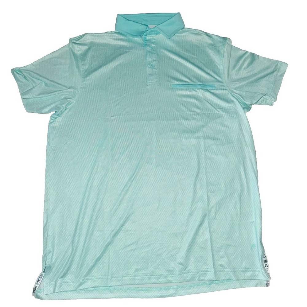 HEAD Polo Shirt Men Medium Multi Stretch Pocket Side Slit Golf Performance NEW